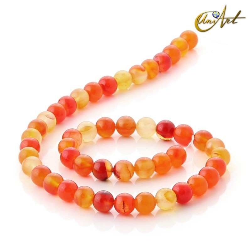Cuentas esféricas de Ágata naranja - 8 mm