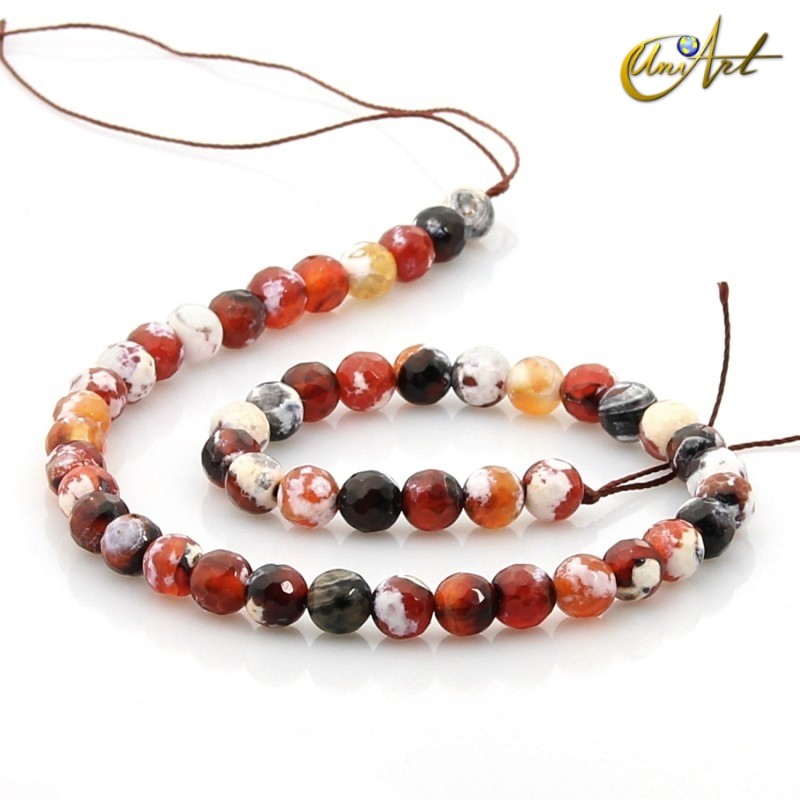 Ágata Ascua - Cuentas facetadas 8 mm