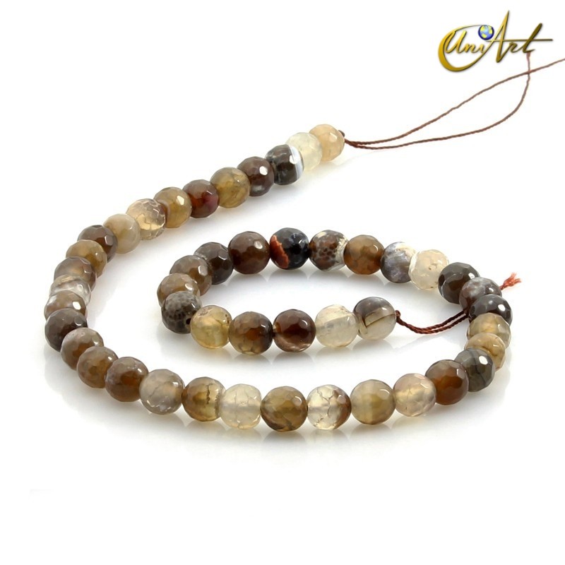 Bolas facetadas de ágata natural 8 mm