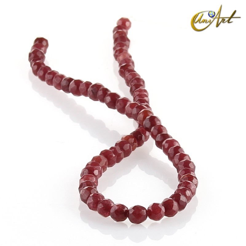 Jade carmín – bolas facetadas de 6 mm