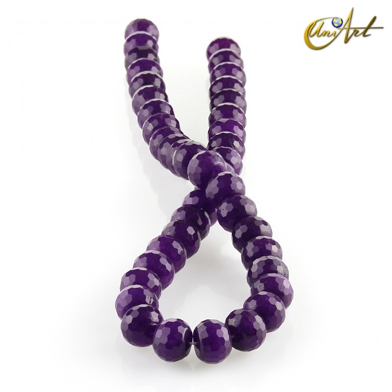 Jade morado – talla rondelle facetada 12 mm