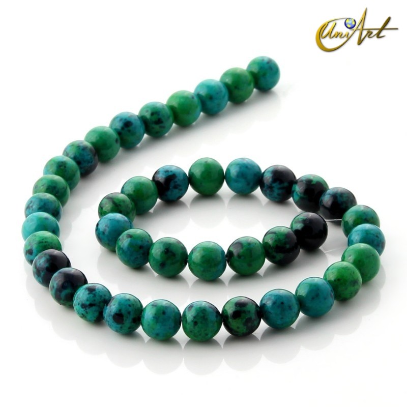 Crisocola - bolas en tiras - 10 mm