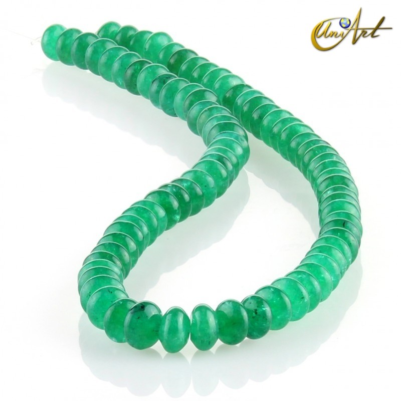 Jade verde – talla rondelle 8 x 5 mm