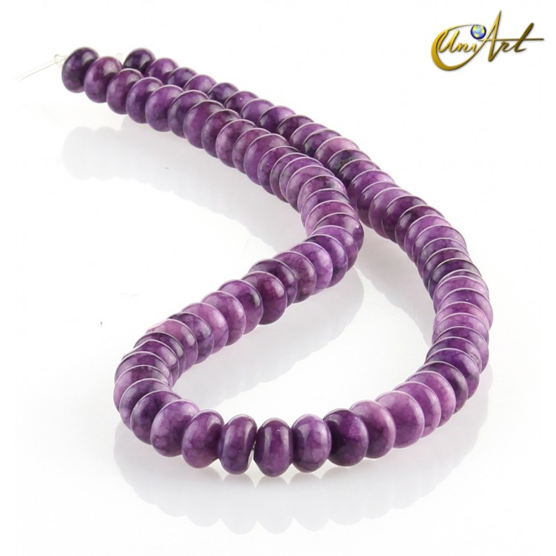Jade morado – talla rondelle 8 x 5 mm